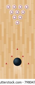 Illustration of a bowling lane; vector file contains clipping mask.