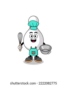 Illustration of bowling pin as a bakery chef , character design