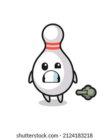 the illustration of the bowling pin cartoon doing fart , cute style design for t shirt, sticker, logo element