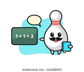 Illustration of bowling pin character as a teacher , cute style design for t shirt, sticker, logo element