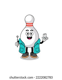 Illustration of bowling pin mascot as a dentist , character design