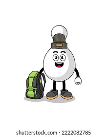 Illustration of bowling pin mascot as a hiker , character design