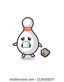 illustration of the bowling pin running in fear , cute style design for t shirt, sticker, logo element