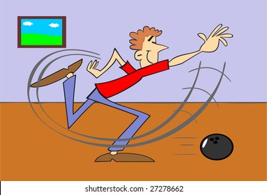 Illustration of bowling player