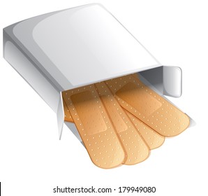 Illustration of a box of band-aids on a white background