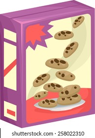 Illustration Of A Box Of Chocolate Chip Cookies