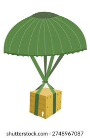 Illustration of a box deployed using a parachute
