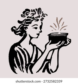 Illustration of Pandora’s Box with Hope Remaining Inside in Greek Mythology