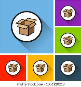 Illustration of box icons with long shadow