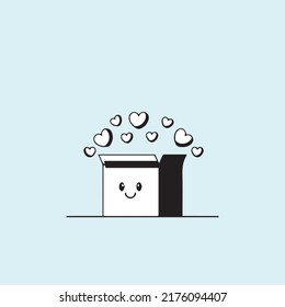 illustration of a box with love. Vector present box with surprise. Magic gifts. Surprise