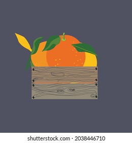 illustration with a box of oranges, vector design for paper, fabric and other surface