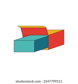 Illustration box retro old vibrant unique design with blank background