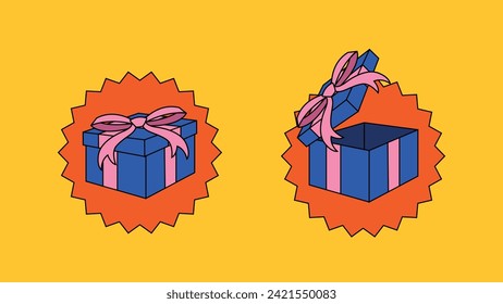illustration of a box with a ribbon. Gift box illustration suitable for gift