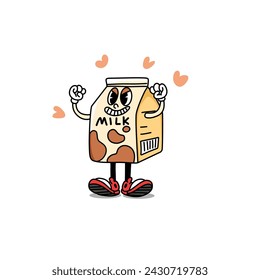 illustration Boxed milk characters with cute emotions and expressions	