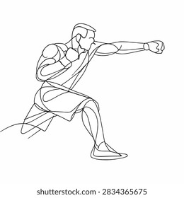 Illustration of a boxer mid punch in fighting stance