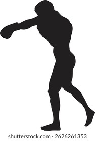 Ilustração de um boxeador em movimento - representando a força, foco e determinação de um atleta esportivo