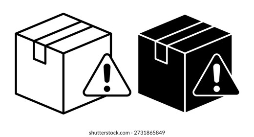 Ilustración de cajas con signos de advertencia y signos de exclamación