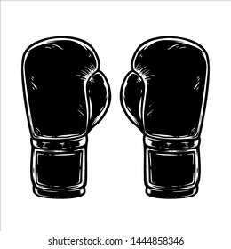 Illustration of boxing gloves isolated on white background. Design element for poster, t shirt, card, banner, emblem, sign. Vector illustration