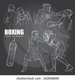 illustration of Boxing. hand drawn.