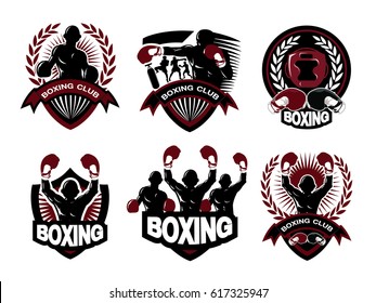 Illustration of boxing logo set