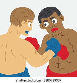 illustration of boxing man fight each other