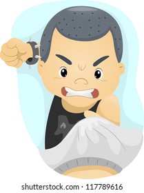 Illustration of a Boy About to Punch Someone in a Fight