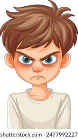 Illustration of a boy with an angry expression