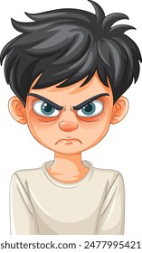 Illustration of a boy with an angry expression