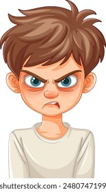 Illustration of a boy with an angry expression