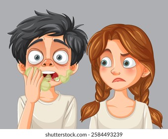 Illustration of a boy with bad breath
