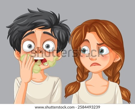 Illustration of a boy with bad breath