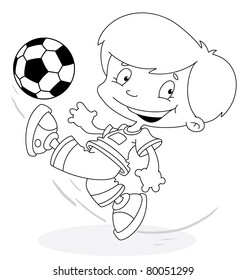 illustration of a boy with a ball outlined