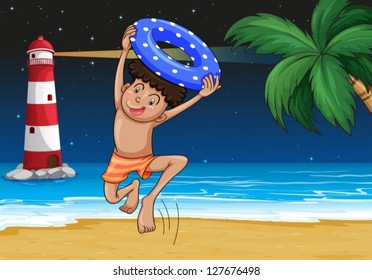Illustration of a boy at the beach