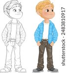 Illustration of a boy in a blue shirt