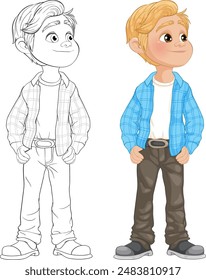 Illustration of a boy in a blue shirt