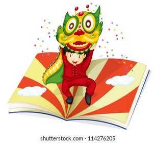 illustration of boy and book on a white background
