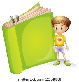 Illustration of a boy and a book on a white background