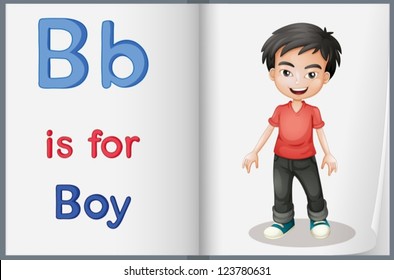 Illustration of a boy in a book on a white background