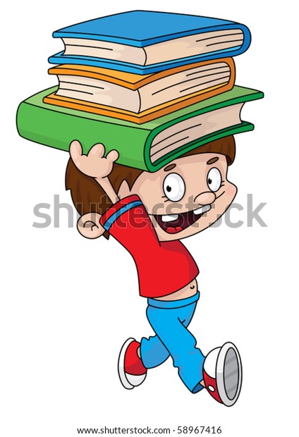 Illustration Boy Books Stock Vector (Royalty Free) 58967416 | Shutterstock