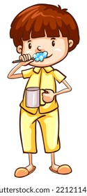 Illustration of a boy brushing his teeth