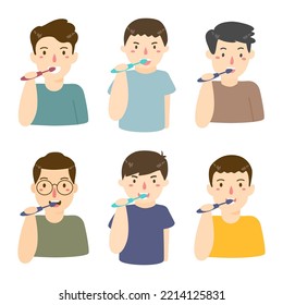 
illustration boy brushing his tooth