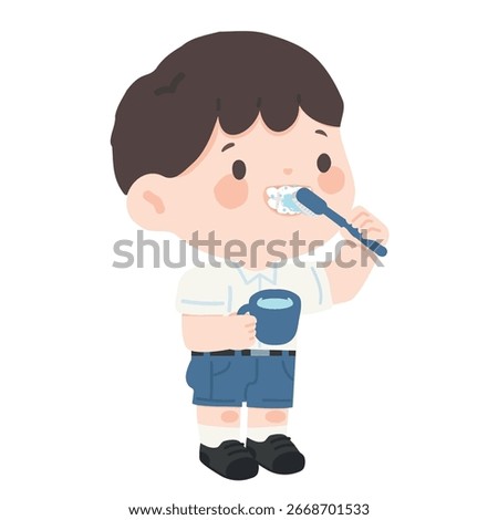 Illustration of Boy Brushing Teeth student