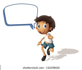 illustration of a boy and call out on a white background