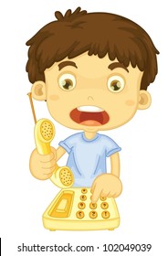 Illustration of boy calling for help