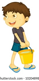 Illustration of boy carrying paint