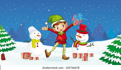illustration of a boy celebrating christmas festival