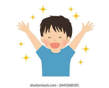 Illustration of a boy celebrating and rejoicing