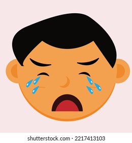 illustration boy character is crying