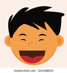 illustration boy character laughing looks so cute