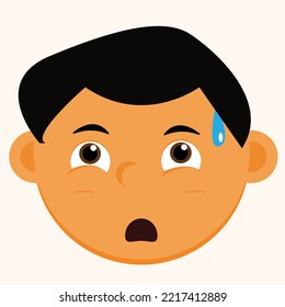 illustration boy character is nervous